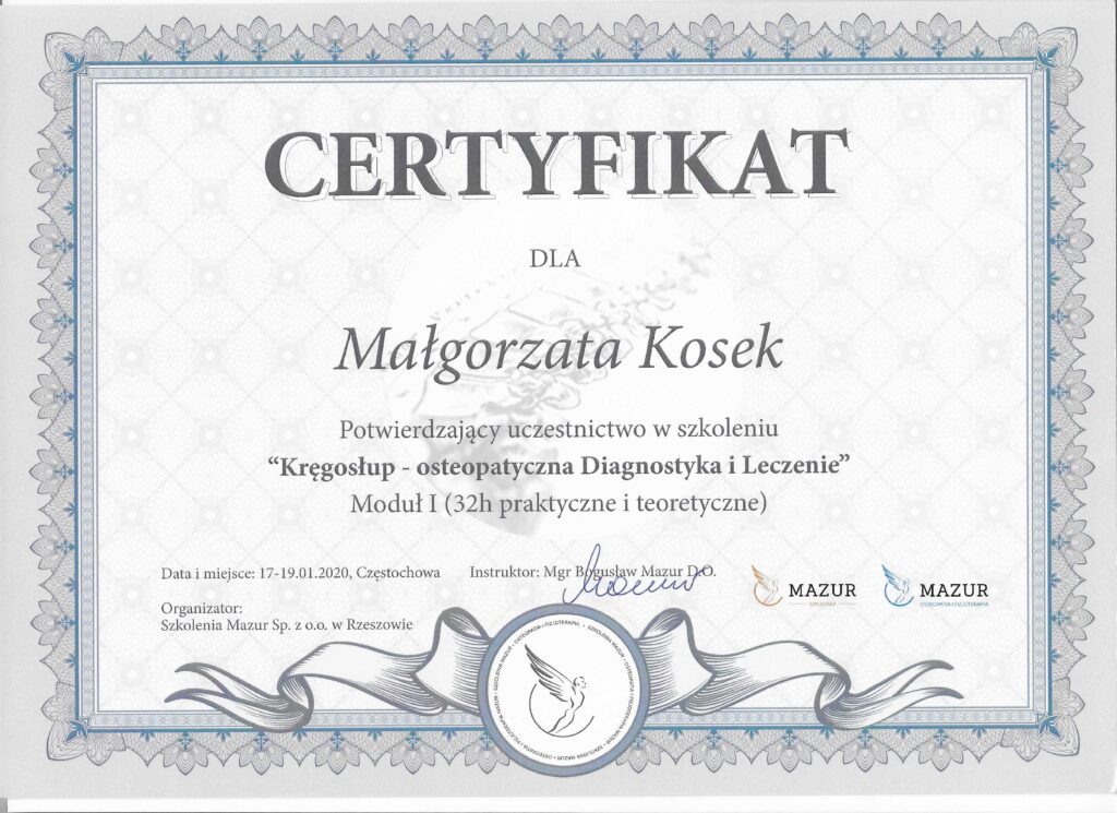 Kręgosłup - Osteopatyczna Diagnostyka i Leczenie I