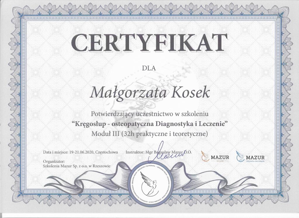 Kręgosłup - Osteopatyczna Diagnostyka i Leczenie III