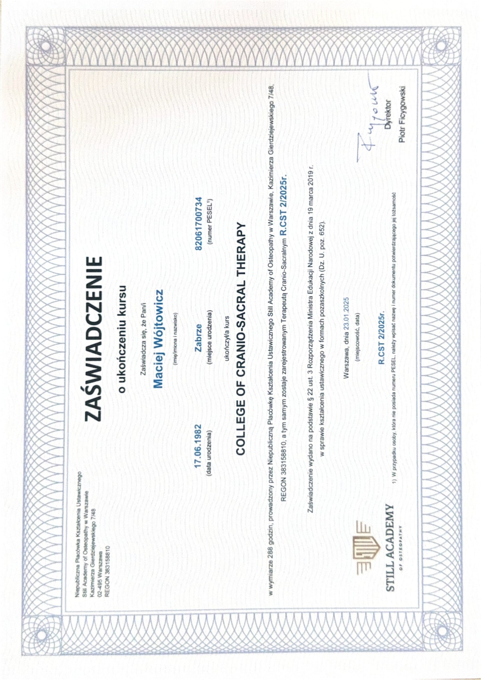 College of cranio-sacral therapy
